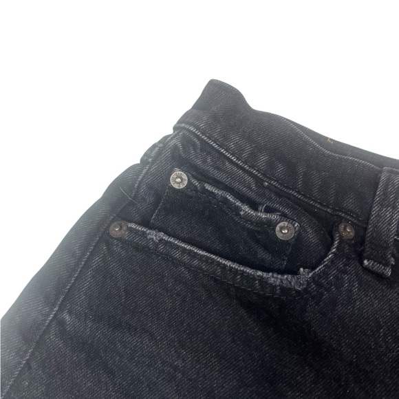 🌸 Abercrombie & Fitch The Mom Short – High Rise Black Denim Shorts 25/0 – Raw E - Picture 11 of 12